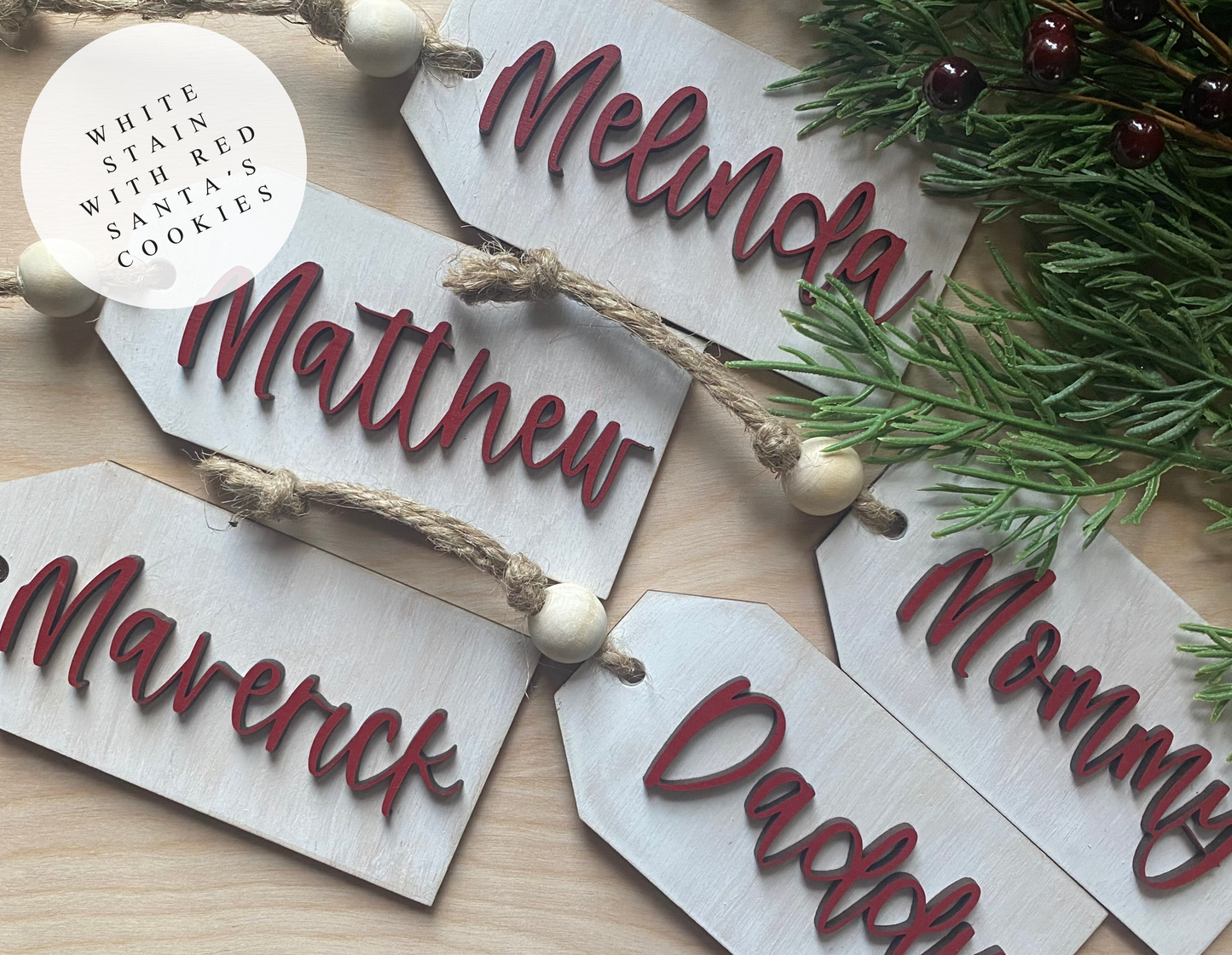 Christmas Stocking Name Tags Personalized Christmas Stocking Tag Wooden