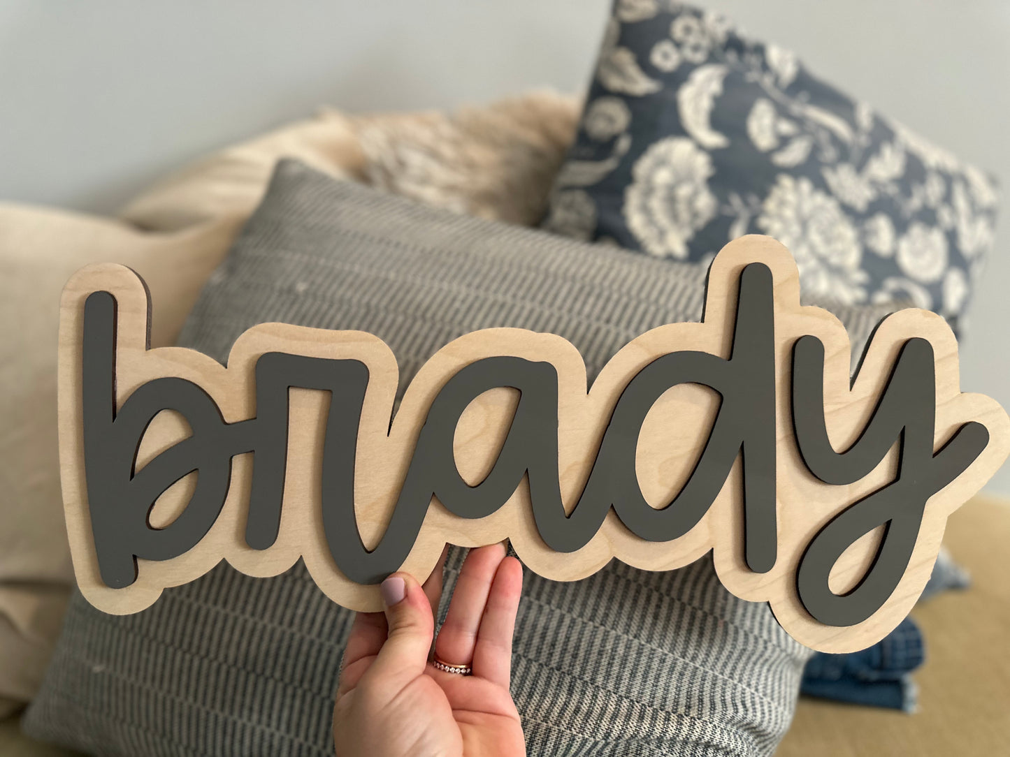 Cut Out Nursery Name Sign Wooden Large Baby Name Sign Personalized Outlined Newborn Layered Name Sign Kids Wall Decor Wall Name Sign