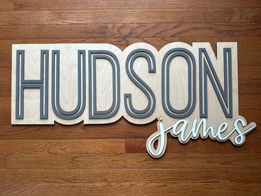 Cut Out Nursery Name Sign Wooden Large Baby Name Sign Personalized Outlined Newborn Layered Name Sign Kids Wall Decor Wall Name Sign