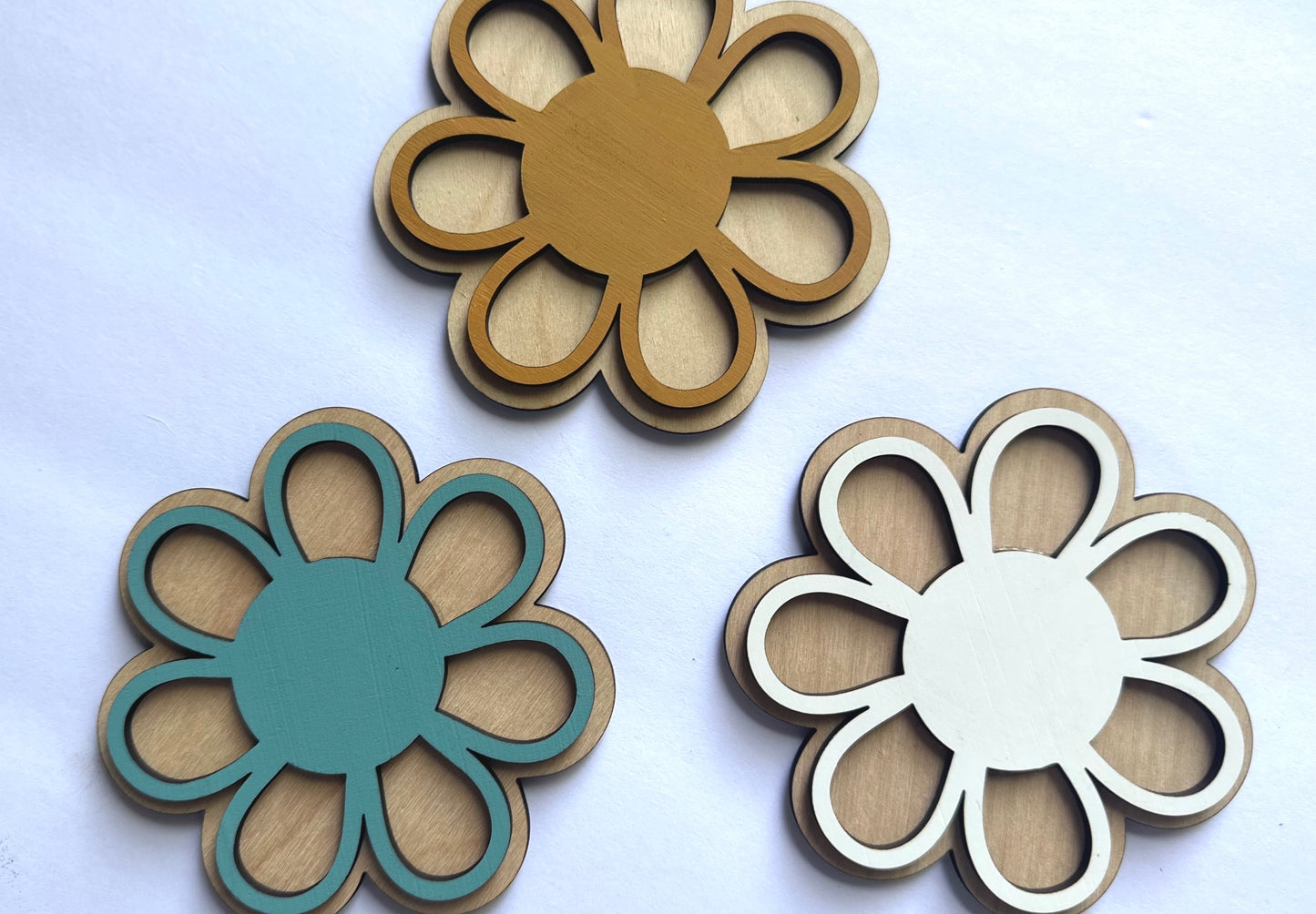 Floral Nursery Wooden Daisy Decals