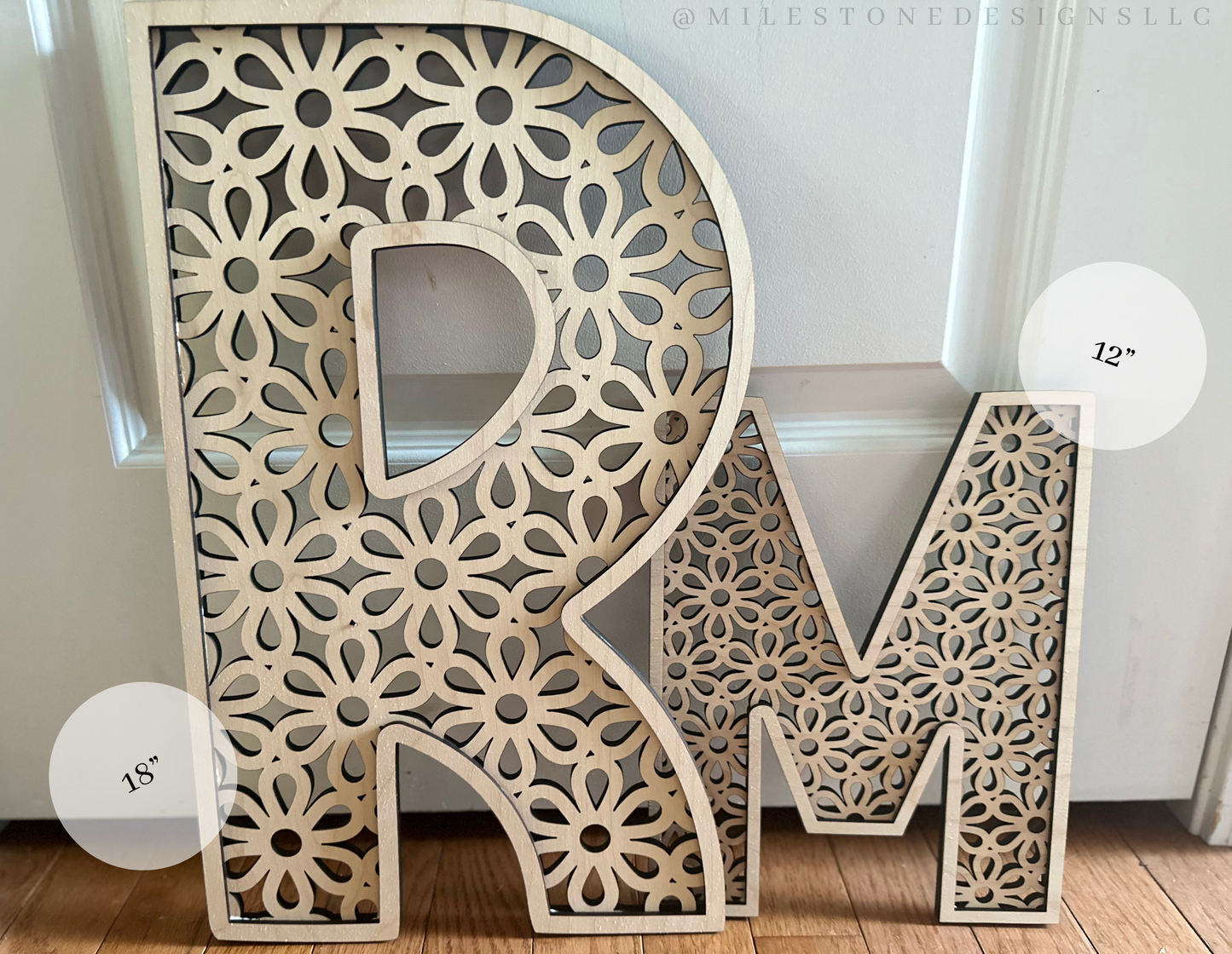 Rattan Nursery Letters with Daisies DIY Nursery Name Sign