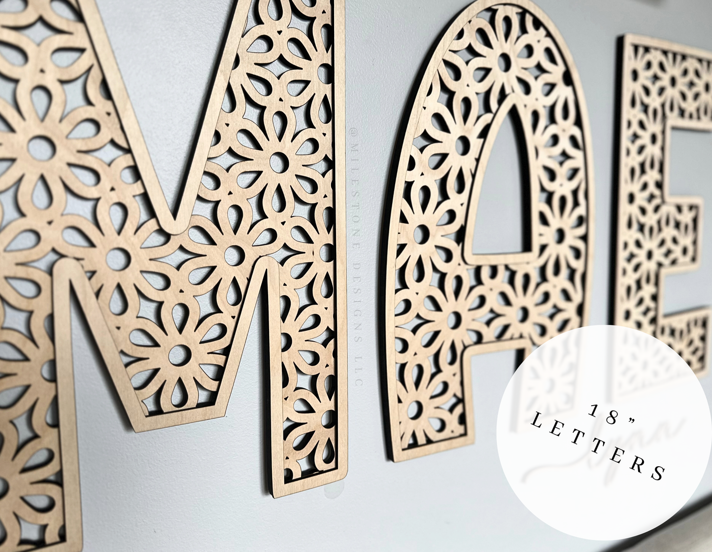 Rattan Nursery Letters with Daisies DIY Nursery Name Sign