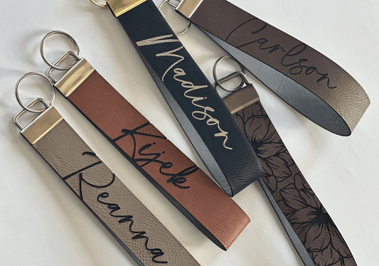 Faux Leather Key Fob Wristlet Faux Leather Personalized Wrist Strap Keychain Key Ring Holder