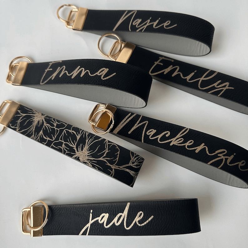 Faux Leather Key Fob Wristlet Faux Leather Personalized Wrist Strap Keychain Key Ring Holder