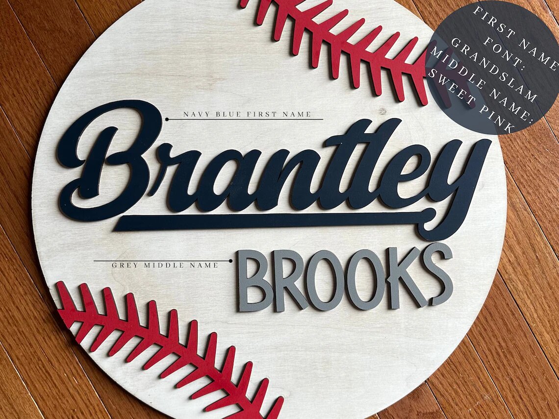 Baseball Nursery Name Sign Nursery Round Sign for Sports Theme Baseball Nursery Custom Baseball Sign