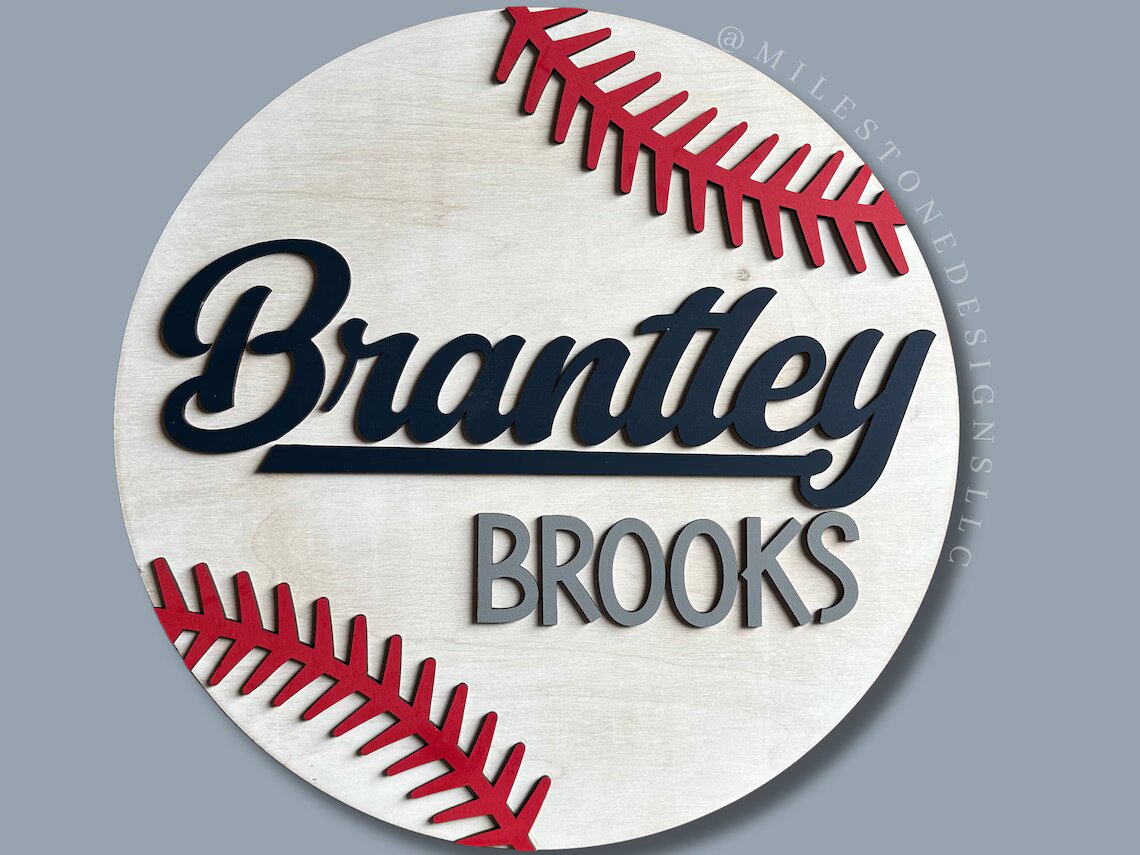 Baseball Nursery Name Sign Nursery Round Sign for Sports Theme Baseball Nursery Custom Baseball Sign