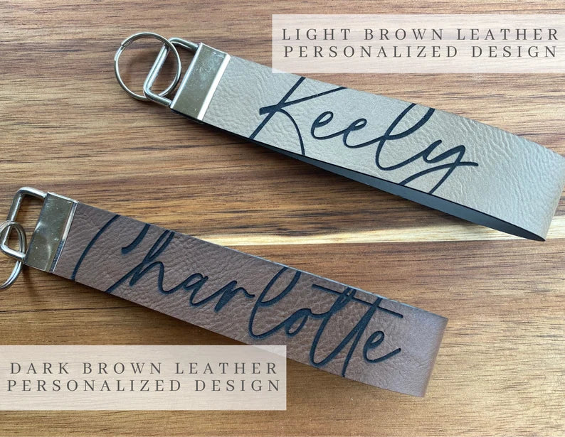 Faux Leather Key Fob Wristlet Faux Leather Personalized Wrist Strap Keychain Key Ring Holder