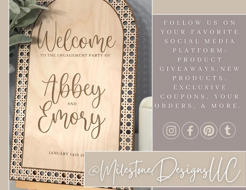 Rattan Wedding Welcome Sign Arched Wood Boho Wedding Sign Rattan Cane Wedding Sign Rattan Bridal Shower Sign, Rattan Baby Shower Welome Sign