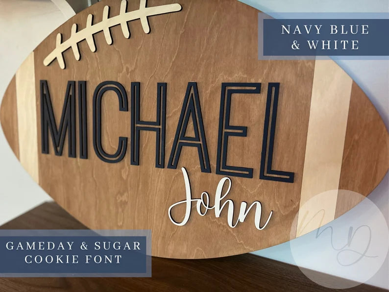 Wooden Football Name Sign Football Nursery Sign Sports Name Sign Nursery Name Plaque Name Sign Boy