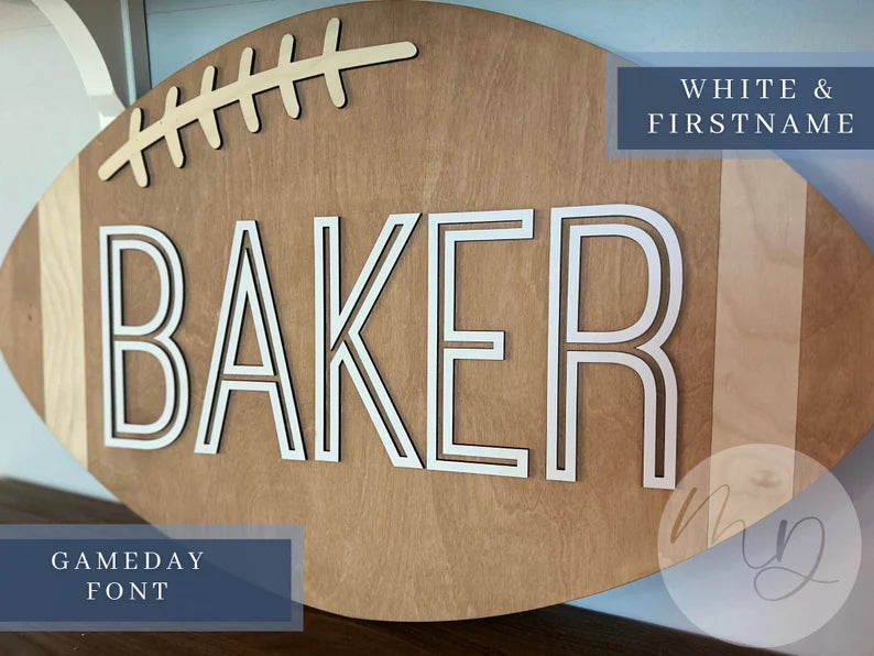 Wooden Football Name Sign Football Nursery Sign Sports Name Sign Nursery Name Plaque Name Sign Boy