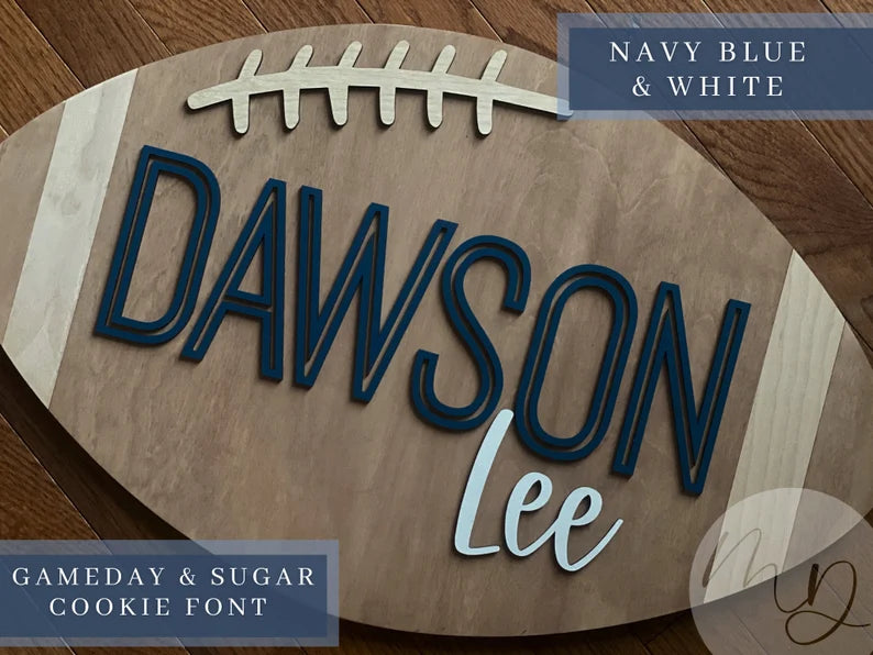 Wooden Football Name Sign Football Nursery Sign Sports Name Sign Nursery Name Plaque Name Sign Boy