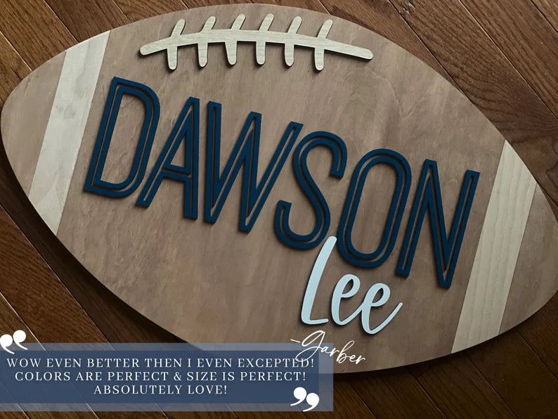 Wooden Football Name Sign Football Nursery Sign Sports Name Sign Nursery Name Plaque Name Sign Boy