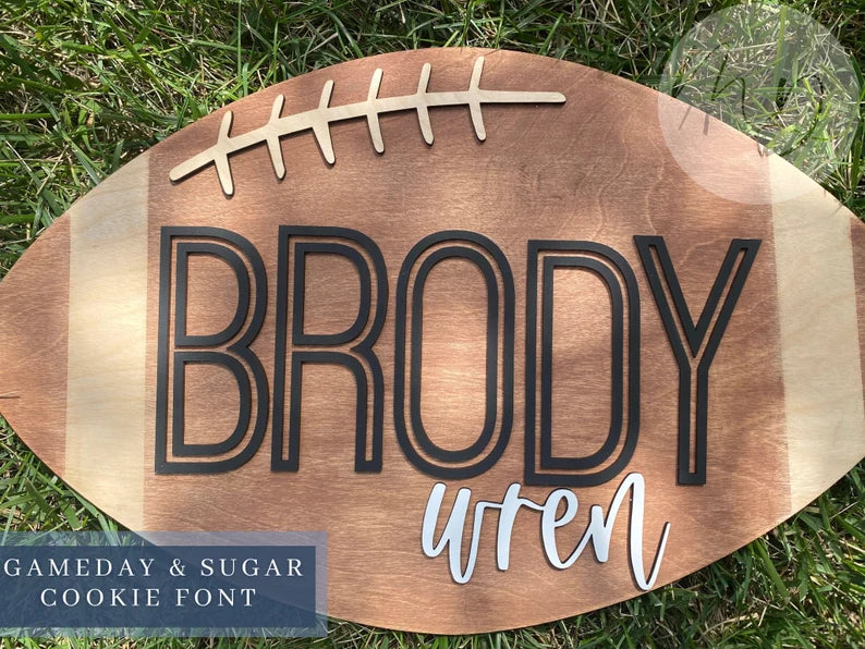 Wooden Football Name Sign Football Nursery Sign Sports Name Sign Nursery Name Plaque Name Sign Boy