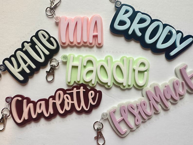 Personalized Diaper Bag Name Keychain Tag Acrlyic Name Keychain Kids Name Keychain Backpack Tag Nurse Bag Name Tag