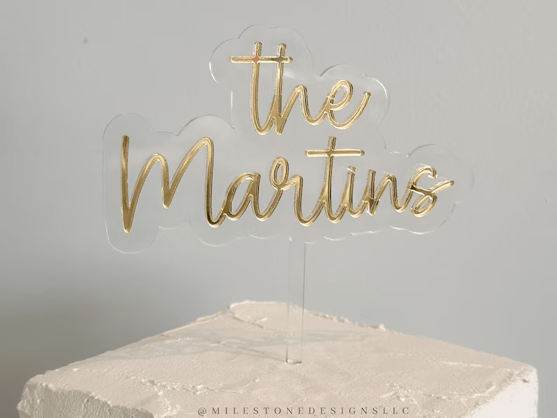 Gold Cake Topper for Wedding Personalized Caketopper Rustic Wedding Cake Topper, Custom Mr Mrs Cake Topper Anniversary Cake Toppers