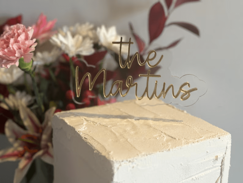 Gold Cake Topper for Wedding Personalized Caketopper Rustic Wedding Cake Topper, Custom Mr Mrs Cake Topper Anniversary Cake Toppers